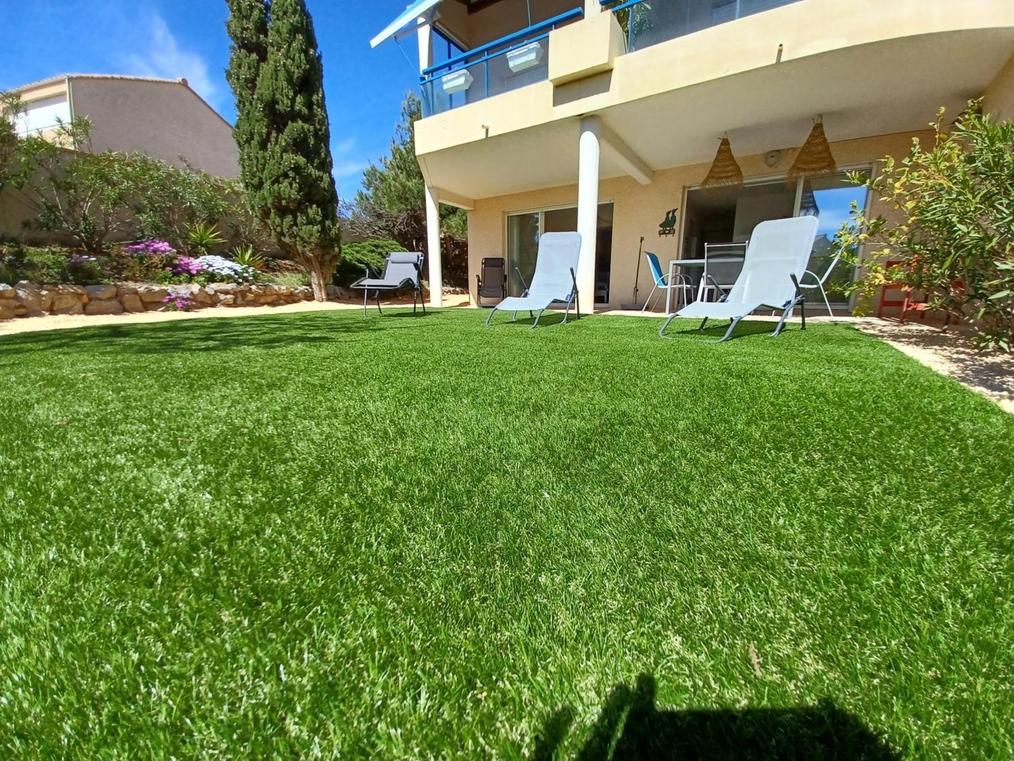 Plain-Pied Jardin 6 Personnes Clim Vue Mer Parking Wifi Terrasse Piscine Dans La Residence Saint-Pierre-la-Mer  Bagian luar foto