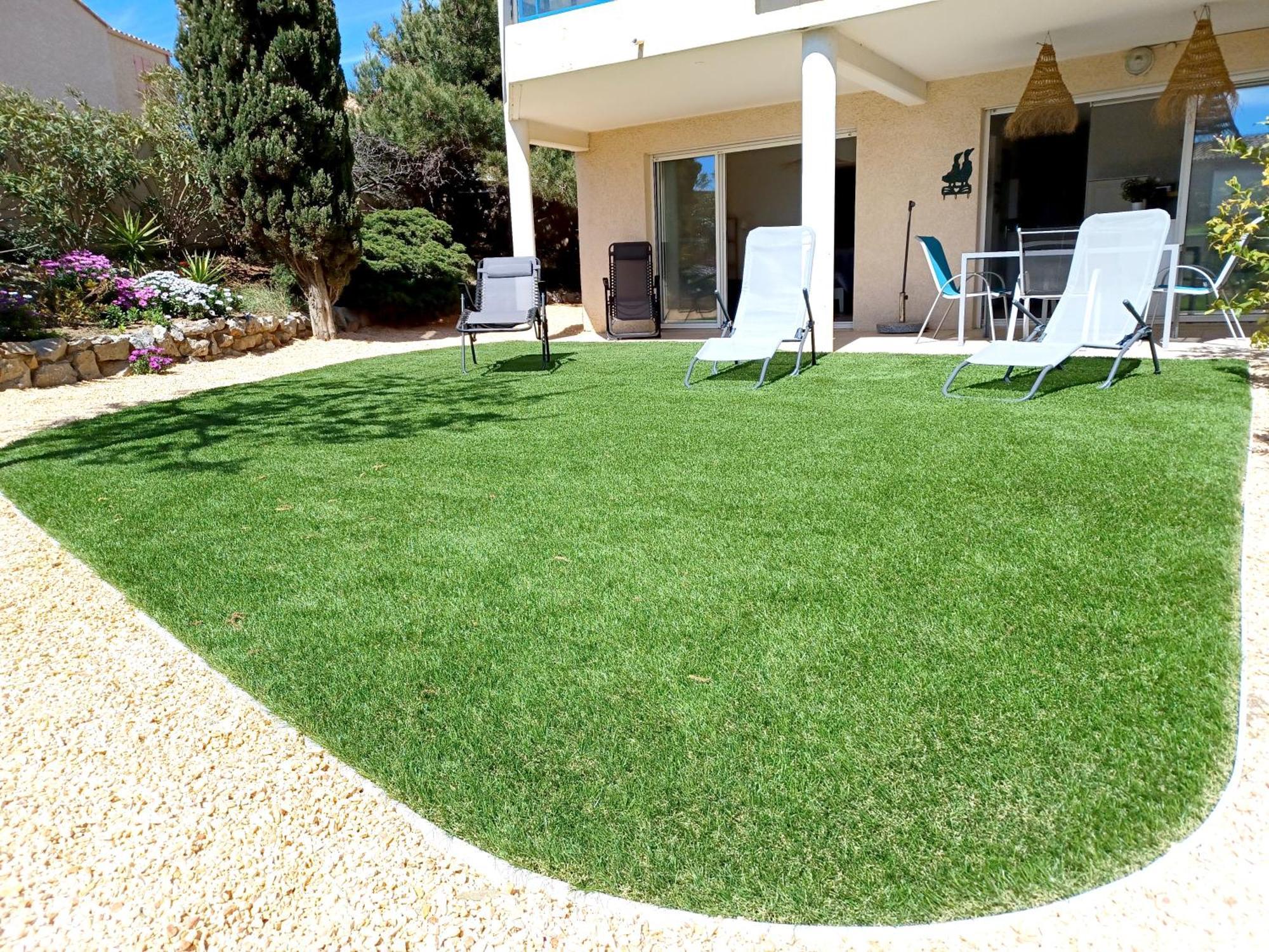 Plain-Pied Jardin 6 Personnes Clim Vue Mer Parking Wifi Terrasse Piscine Dans La Residence Saint-Pierre-la-Mer  Bagian luar foto