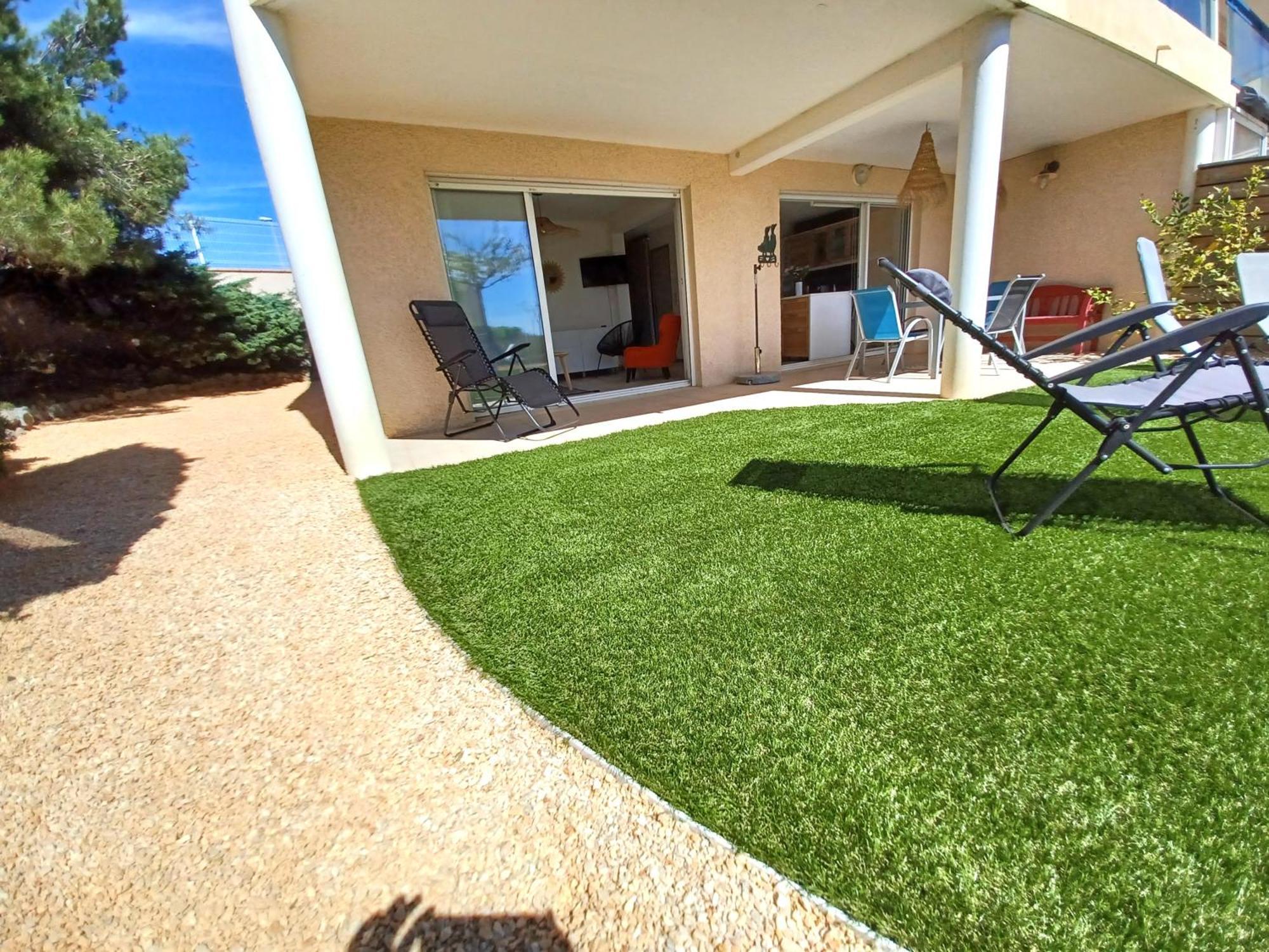 Plain-Pied Jardin 6 Personnes Clim Vue Mer Parking Wifi Terrasse Piscine Dans La Residence Saint-Pierre-la-Mer  Bagian luar foto