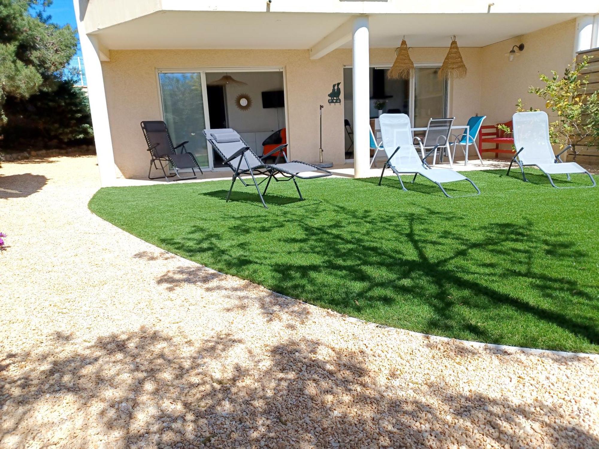 Plain-Pied Jardin 6 Personnes Clim Vue Mer Parking Wifi Terrasse Piscine Dans La Residence Saint-Pierre-la-Mer  Bagian luar foto